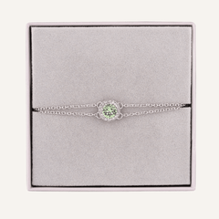August Peridot Birthstone Clasp Bracelet In Silver Cubic Zirconia - D&X Retail