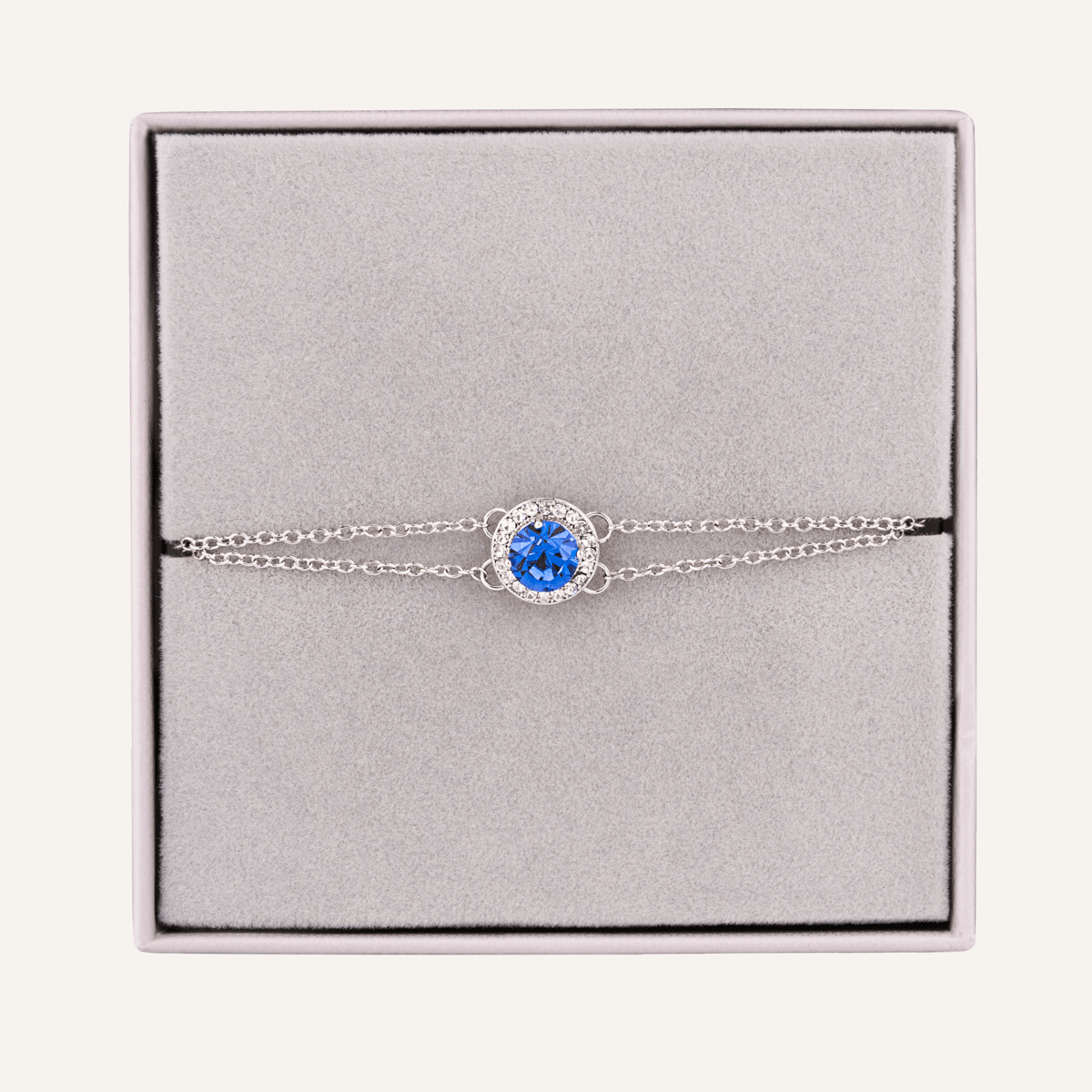 September Sapphire Birthstone Clasp Bracelet In Silver Cubic Zirconia - D&X Retail