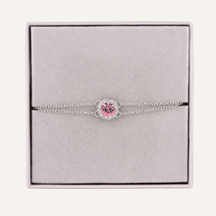 October Tourmaline Birthstone Bracelet In Silver Cubic Zirconia - D&X Retail