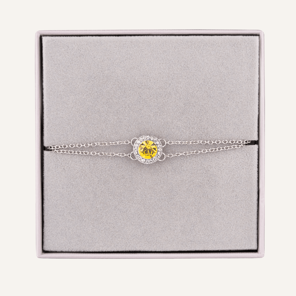 November Citrine Birthstone Bracelet Cubic Zirconia in Silver - D&X Retail