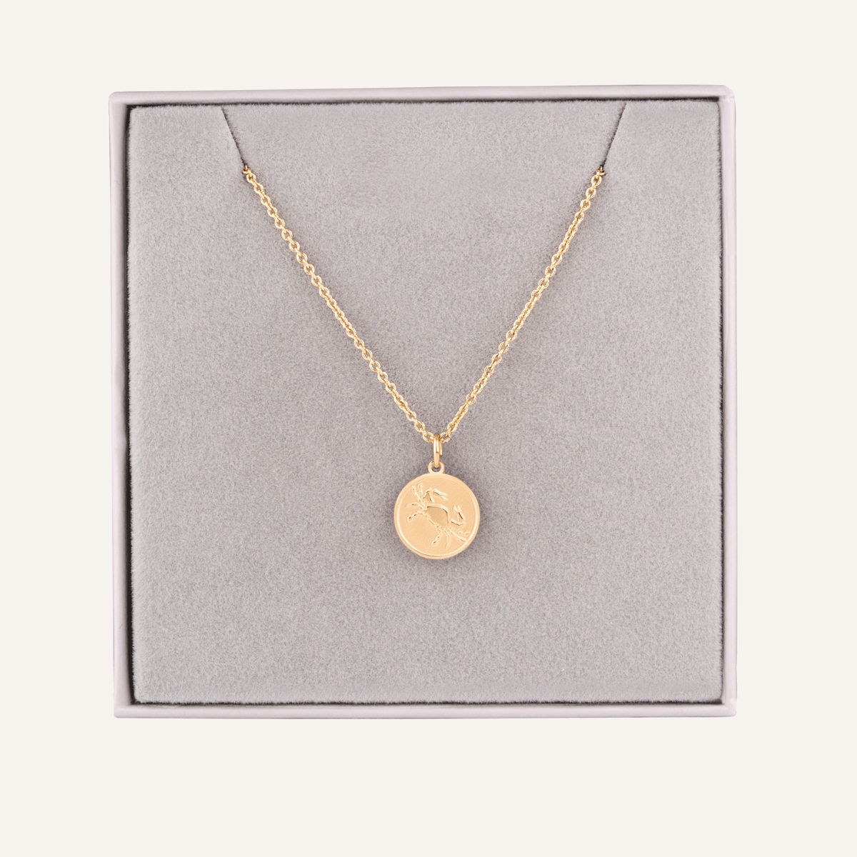 Detailed view of Cancer Zodiac Necklace In Gold (June 21 – July 22)