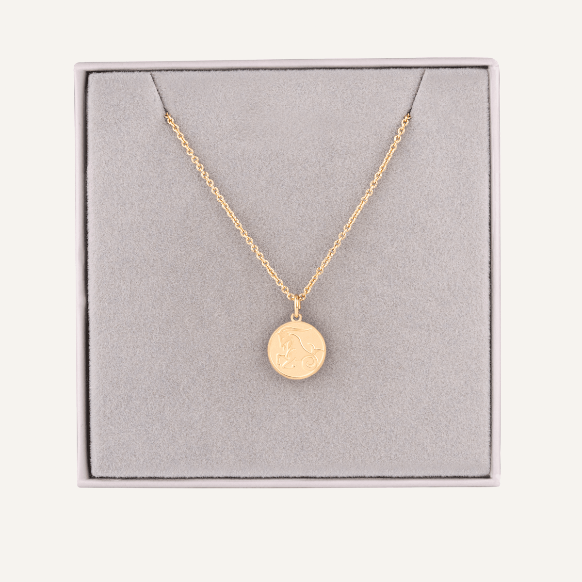 Detailed view of Capricorn Zodiac Star Sign Necklace In Gold (December 22 – January 19)