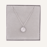 Detailed view of Cancer Zodiac Necklace In Silver (June 21 – July 22)