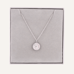 Close up view of Leo Zodiac Star Sign Necklace In Silver (July 23 – Aug 22)