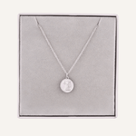 Close-up view of Virgo Zodiac Star Sign Necklace In Silver (Aug 23 – Sep 22)