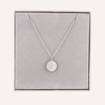 Close-up view of Libra Zodiac Star Sign Necklace In Silver (Sep 23 – Oct 22)