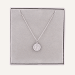 Close-up view of Scorpio Zodiac Star Sign Necklace in Silver (October 23 – November 21)