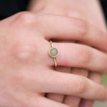 Model wearing Labradorite Gem Stone Gold Ring