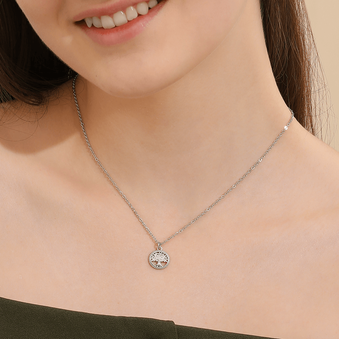 Memories: "CELTIC TREE OF LIFE" | Tree Necklace | White Gold-Plated