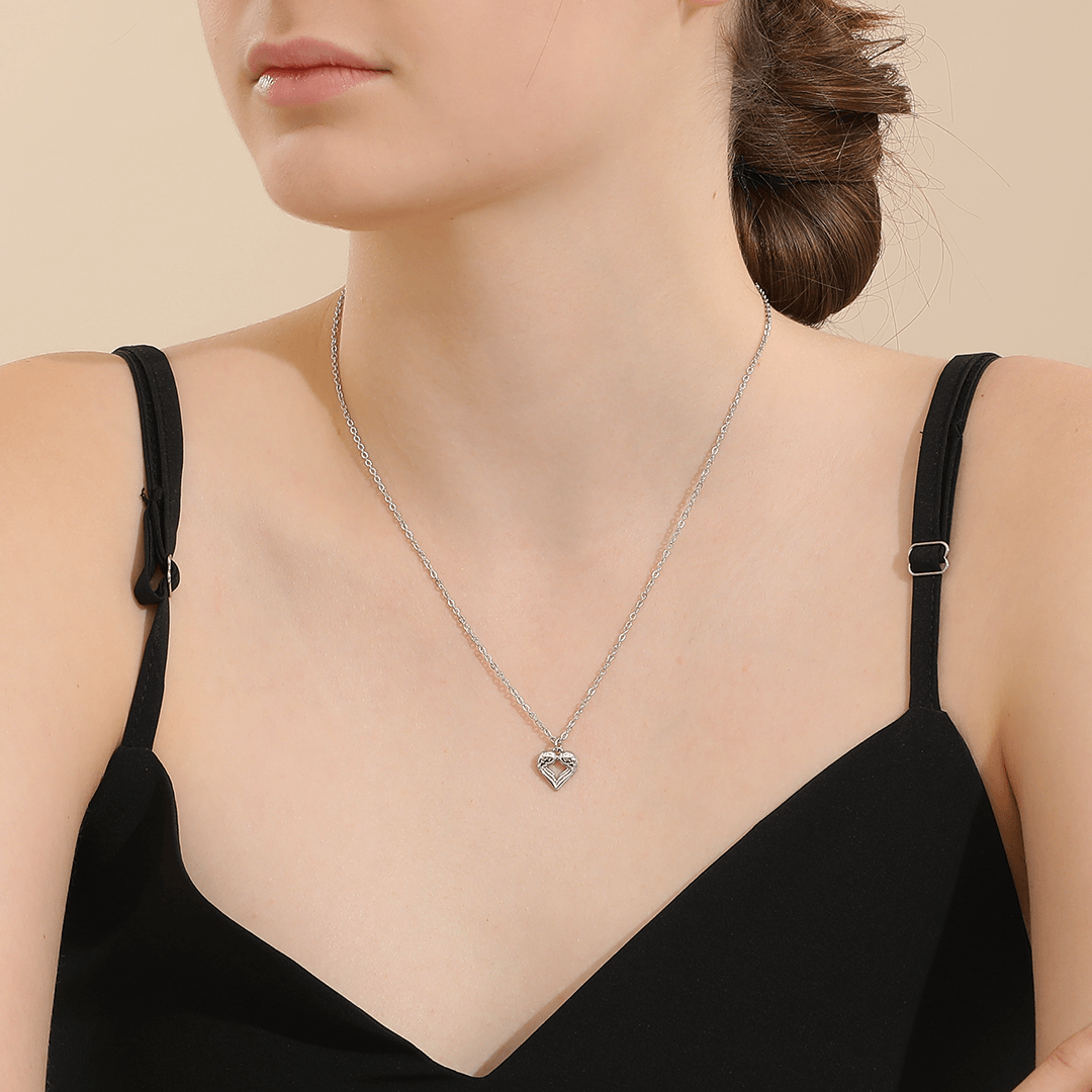 Memories: "NAIN HYFRYD" | Heart Necklace | White Gold-Plated