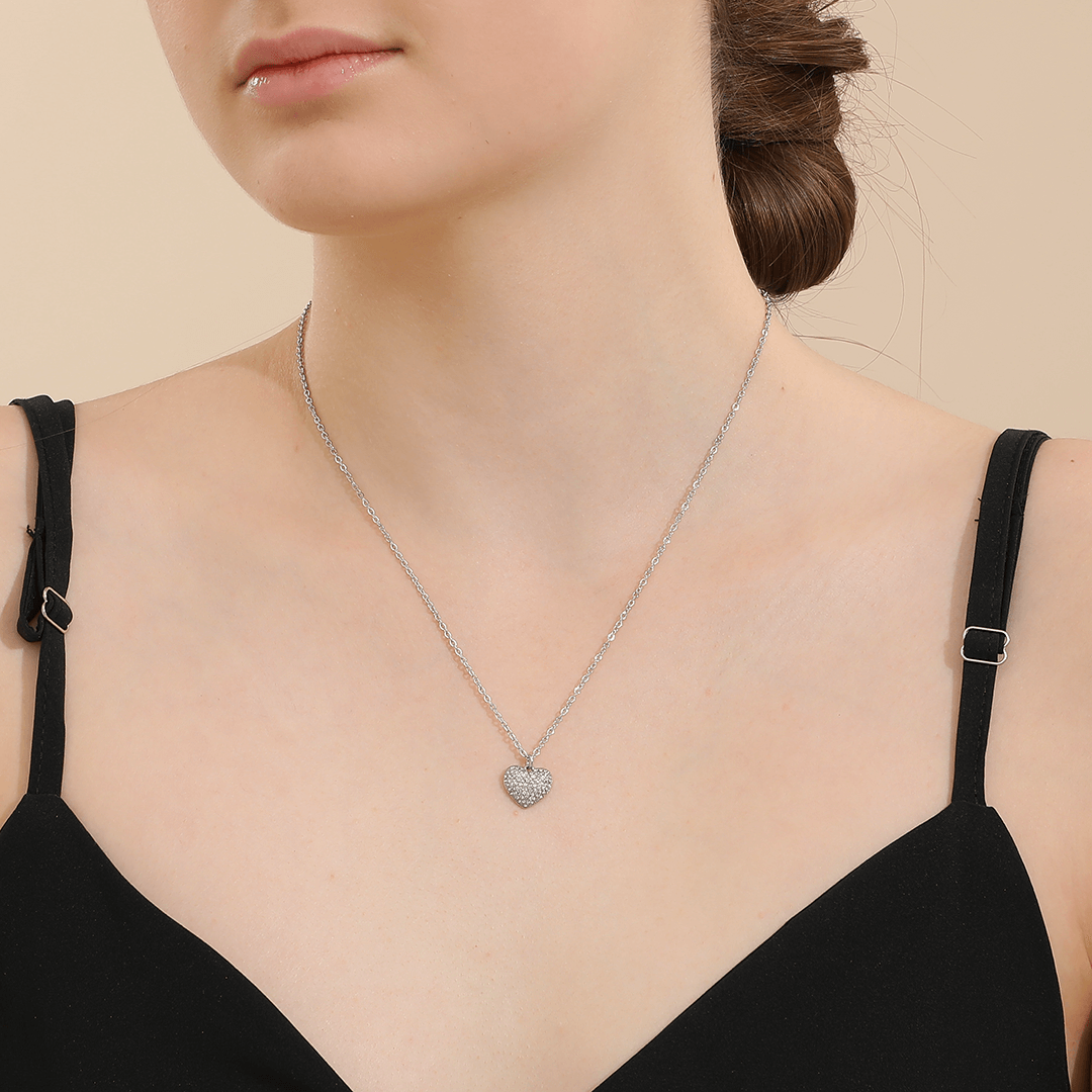 Memories: "HAPPY 70TH BIRTHDAY" | Heart Necklace | White Gold-Plated