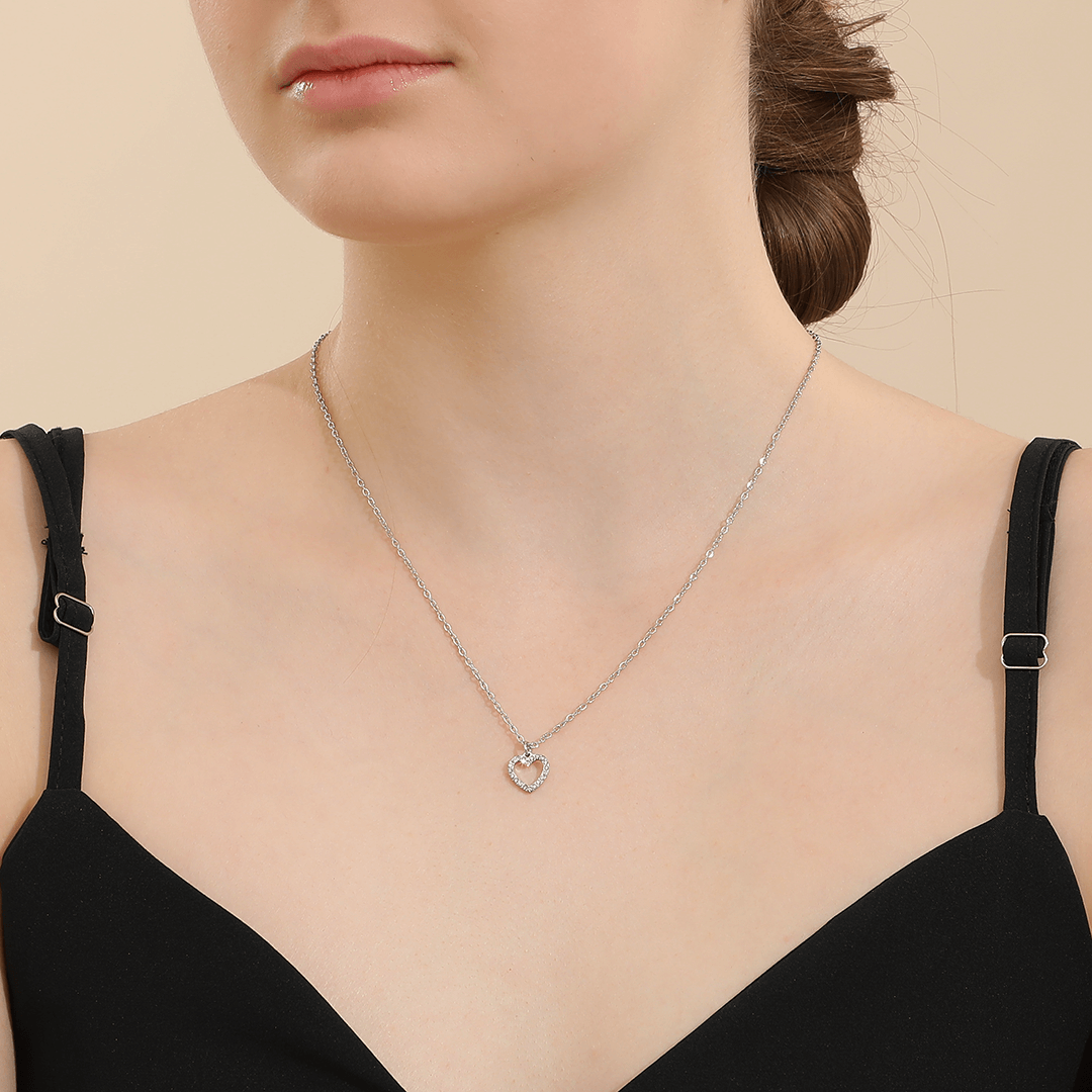 Memories: "HAPPY 17TH BIRTHDAY" | Heart Necklace | White Gold-Plated