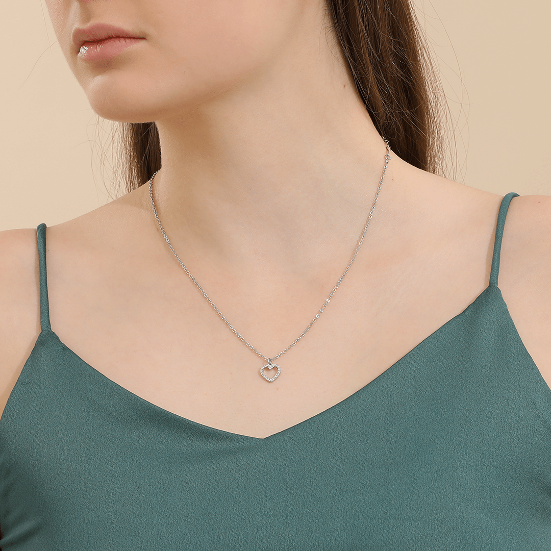 Memories: "MISS YOU" | Heart Necklace | White-Gold-Plated