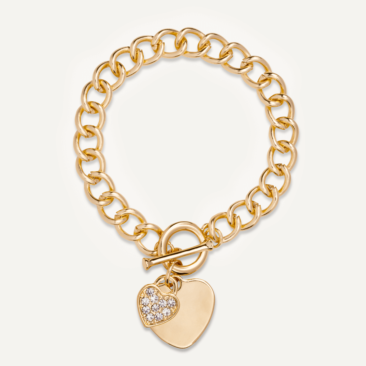 Sweetheart Crystal Bracelet With Classic Heart In Gold-Tone