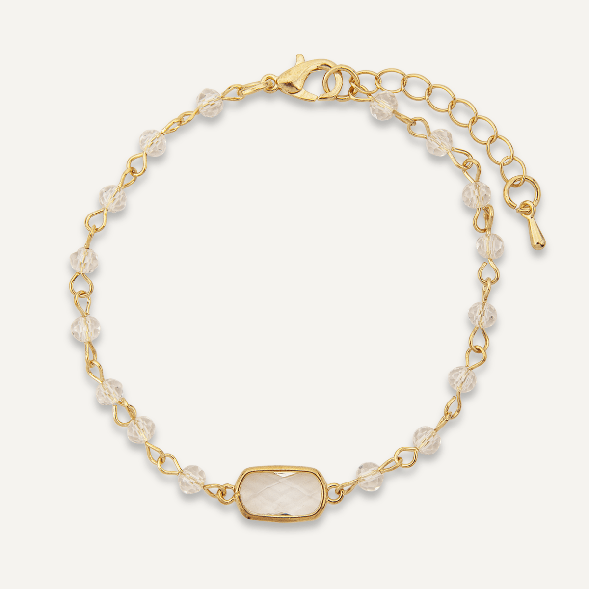 Gold White Crystal Clasp Bracelet - D&X Retail