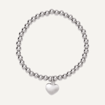 Emily Heart Pendant Beaded Bracelet in Silver- D&X Retail