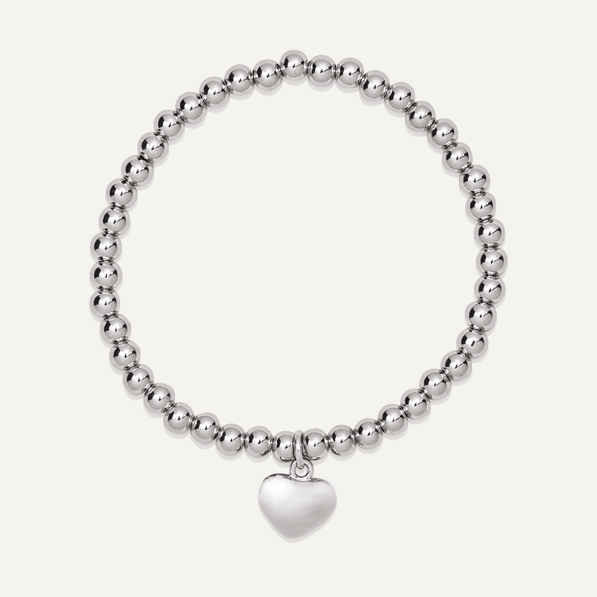 Emily Heart Pendant Beaded Bracelet in Silver- D&X Retail