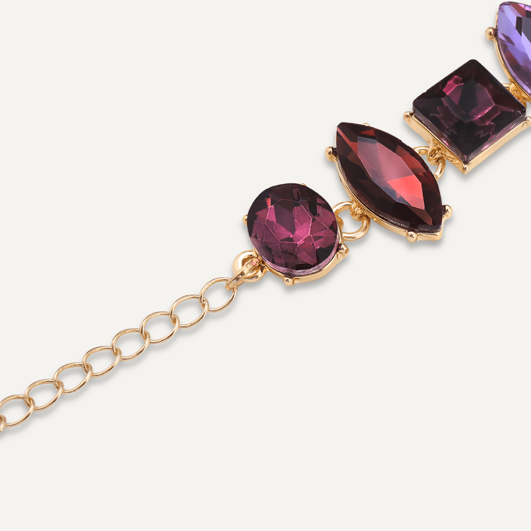 Mixed Cut Purple Crystal Clasp Bracelet In Gold-Tone