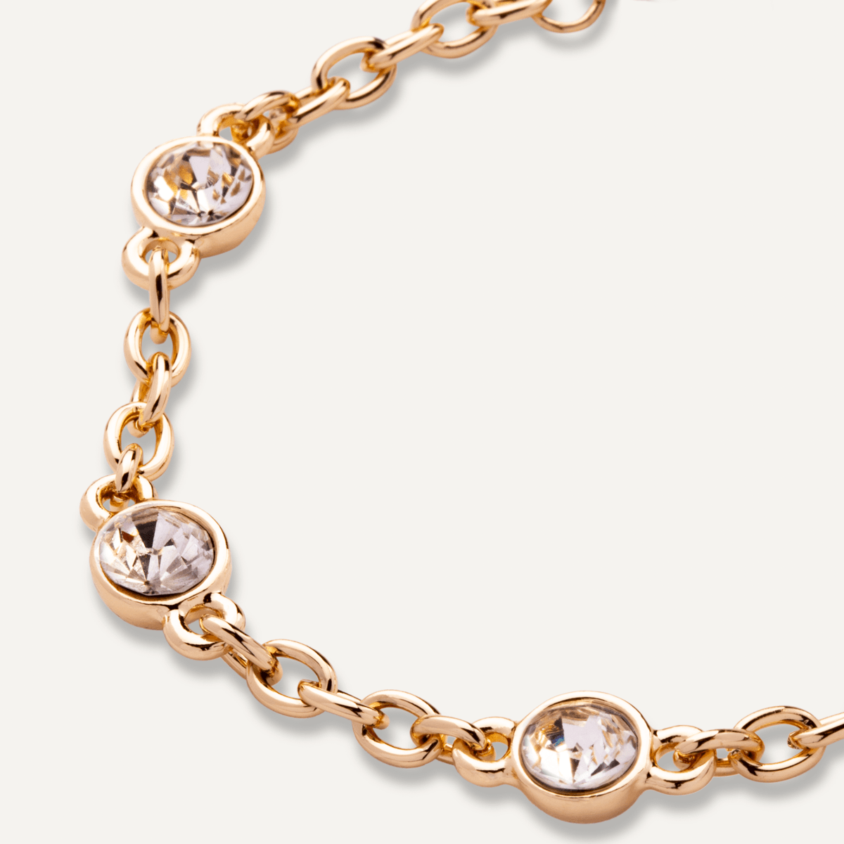 Close-up view of Alesha Contemporary Gold Crystal Bracelet