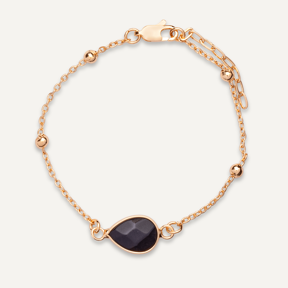 Delicate Black Spinel Gold Clasp Bracelet - D&X Retail