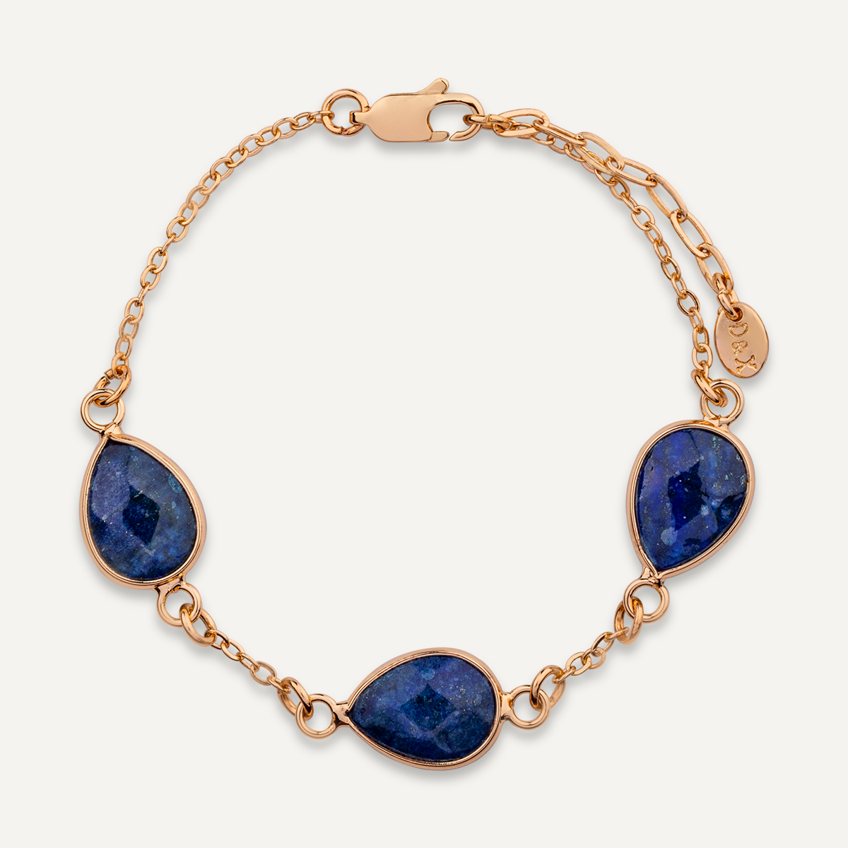 Natural Lapis Stone Gold Clasp Bracelet - D&X Retail