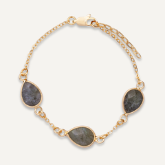 Natural Labradorite Stone Gold Clasp Bracelet - D&X Retail