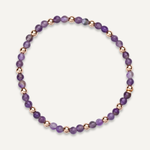 Natural Amethyst and Crystal Elasticated Bracelet in Gold - D&X Retail