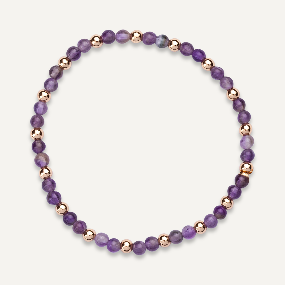Natural Amethyst and Crystal Elasticated Bracelet in Gold - D&X Retail