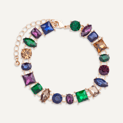 Iris Multi-coloured Dark Gemstone Clasp Bracelet In Gold-Tone - D&X Retail