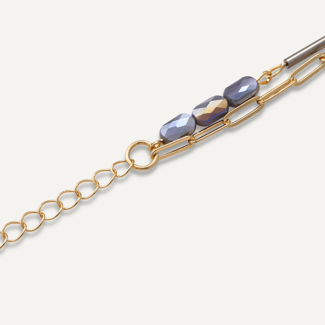 Multi-row Grey Mixed Crystal Bracelet In Gold-Tone