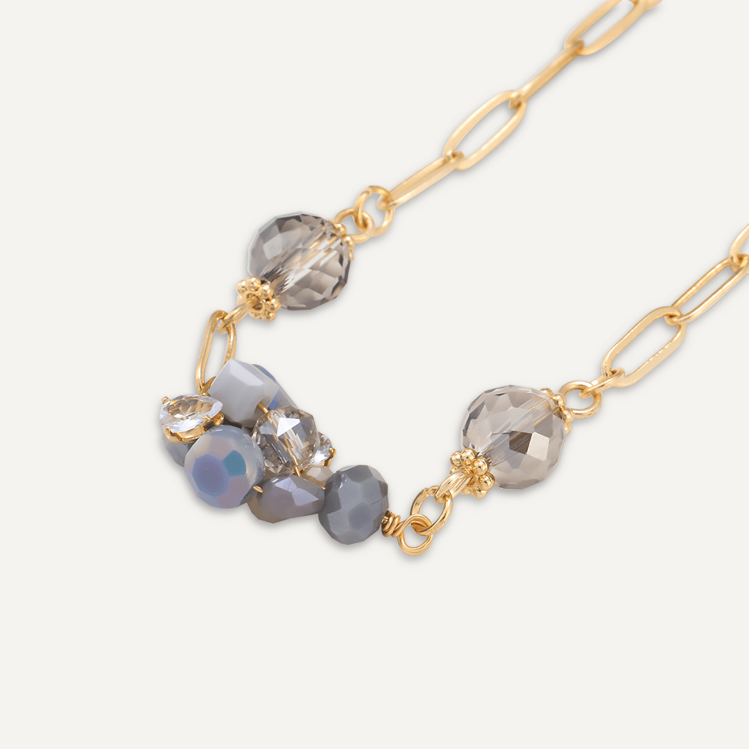 Grey Crystal Cluster Clasp Bracelet In Gold-Tone