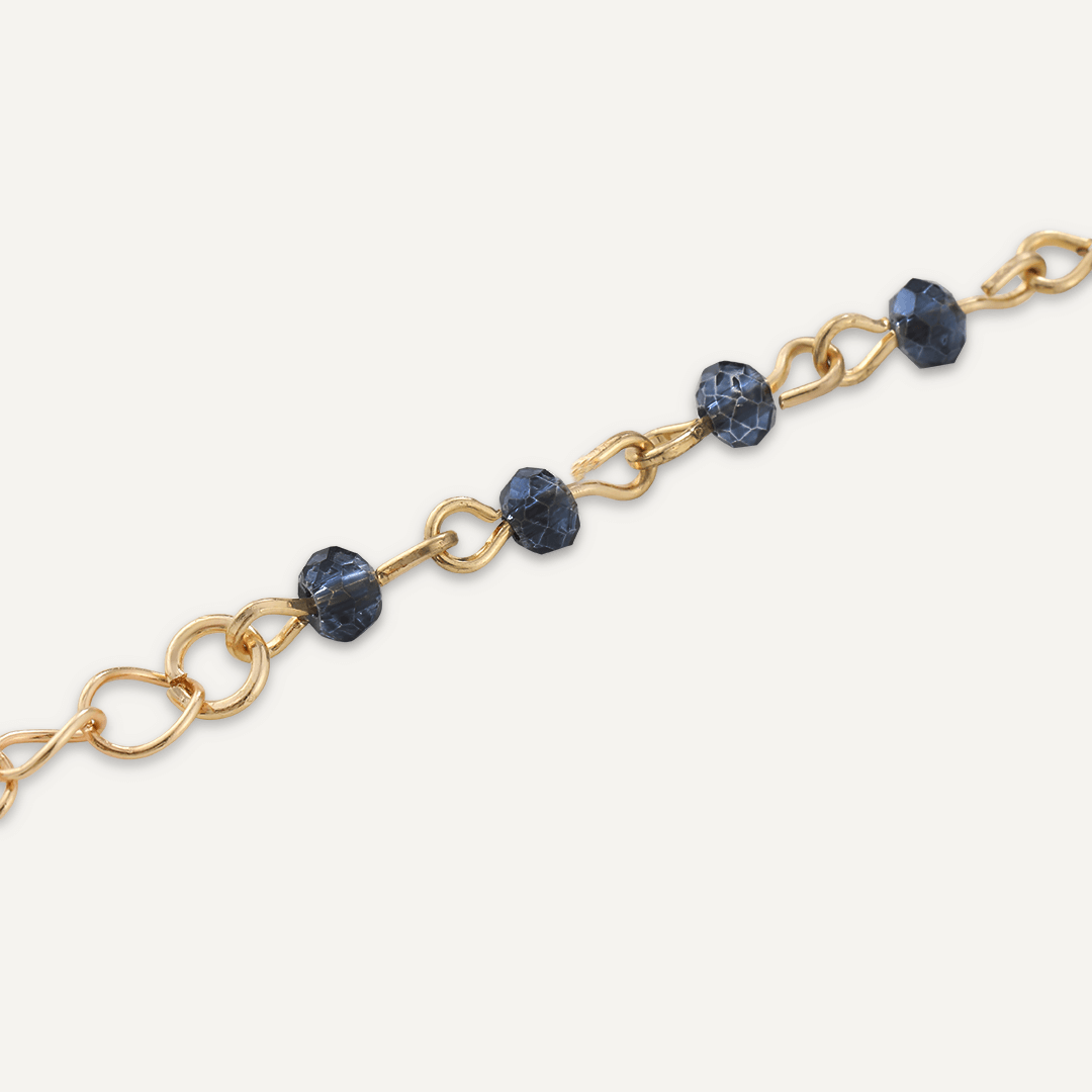 Blue Semi-Precious Stone Clasp Bracelet In Gold-Tone