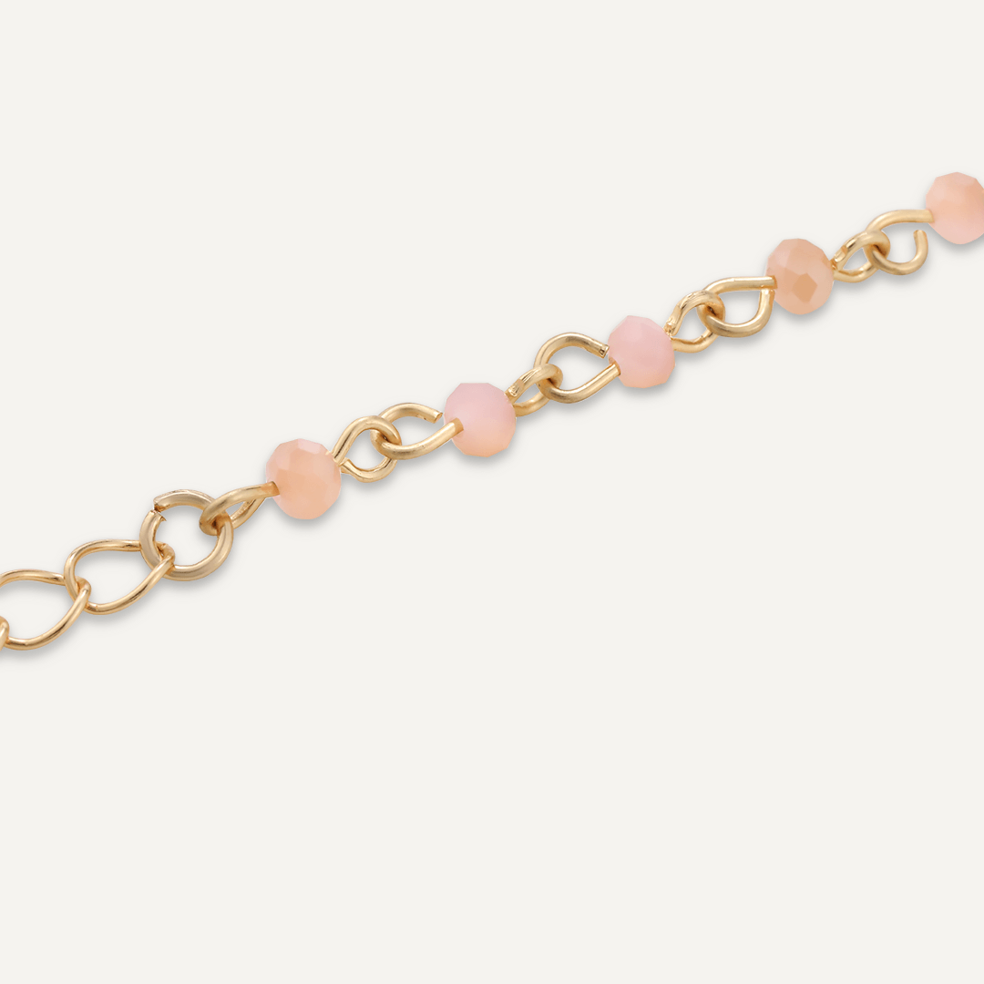 Pink Semi-Precious Stone Clasp Bracelet In Gold-Tone