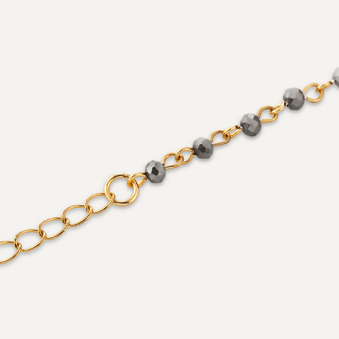 Grey Semi-Precious Stone Clasp Bracelet In Gold-Tone