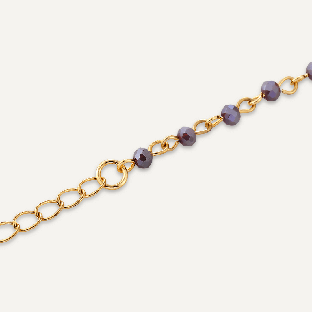 Purple Semi-Precious Stone Clasp Bracelet In Gold-Tone