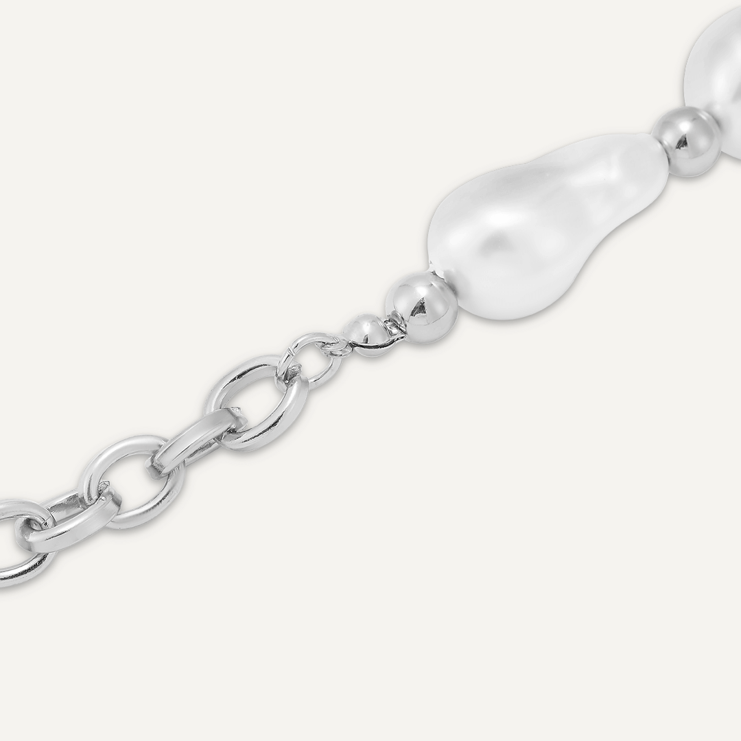 Vintage-Style Faux Pearl Clasp Bracelet In Silver-Tone