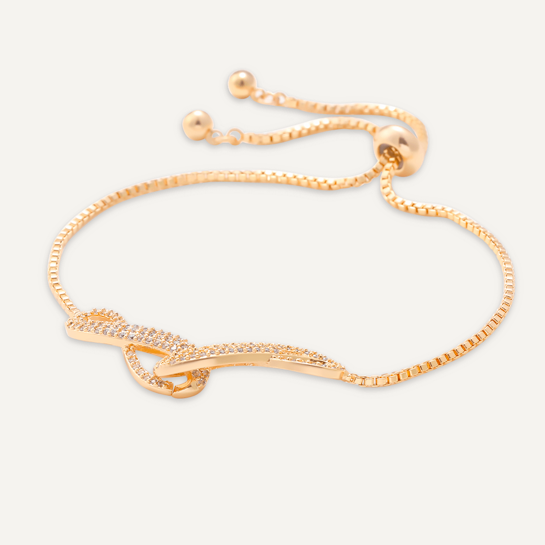 Large Infinity Crystal Drawstring Bracelet In Gold-Tone