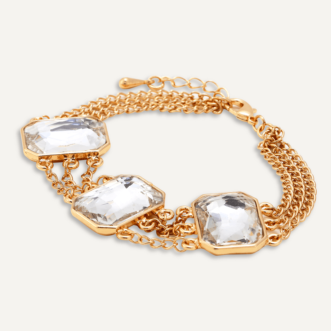 Vintage-Style Multi-Row Crystal Bracelet In Gold-Tone