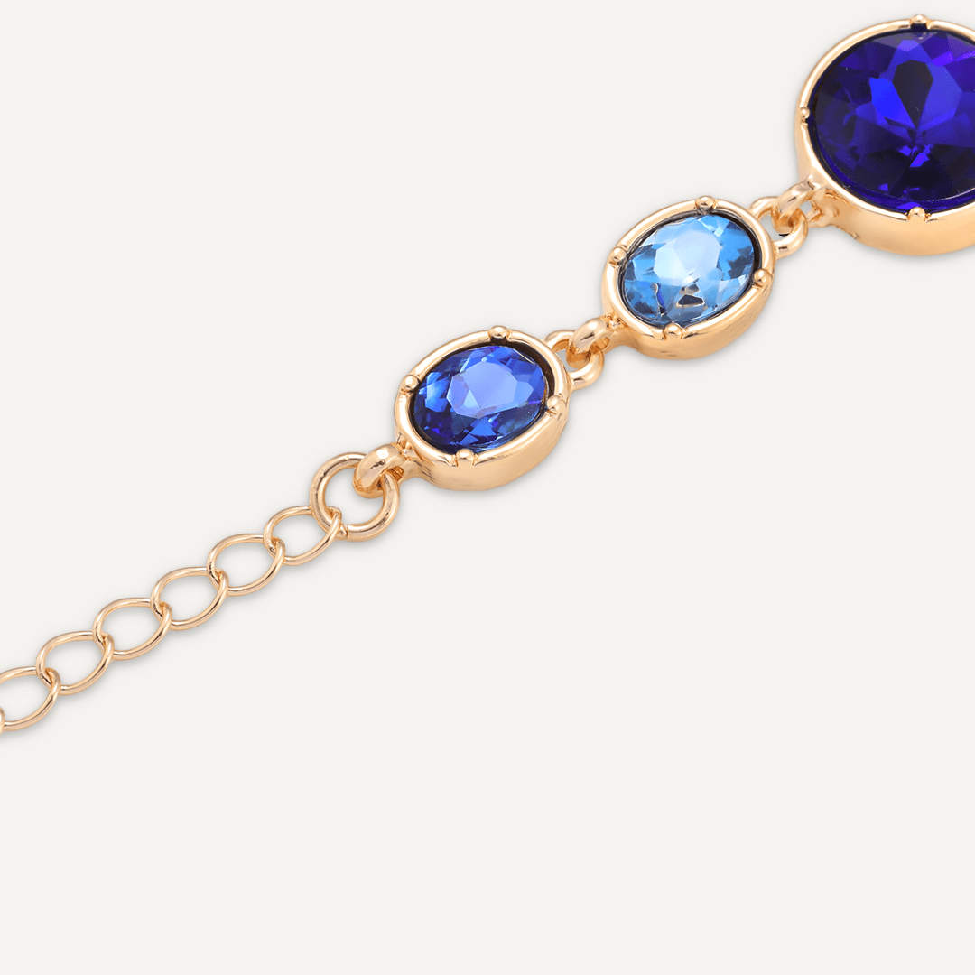 Blue Jewel Clasp Bracelet In Gold-Tone