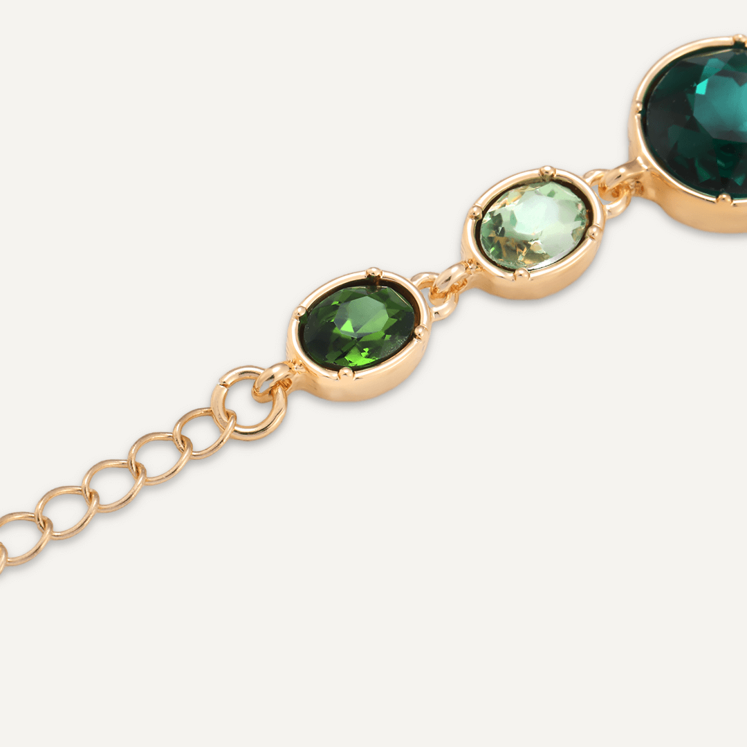 Green Jewel Clasp Bracelet In Gold-Tone