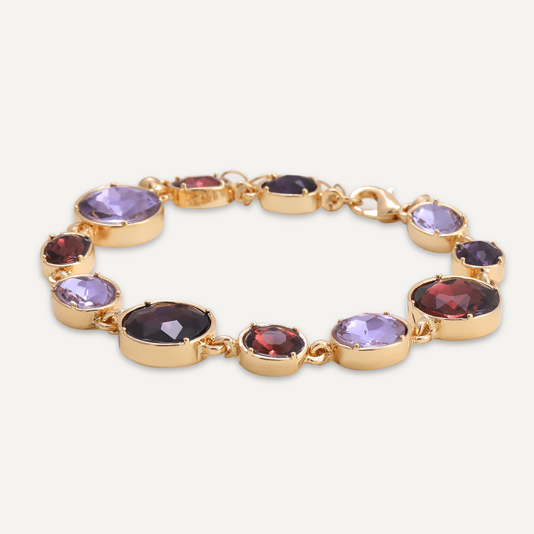 Purple Jewel Clasp Bracelet In Gold-Tone