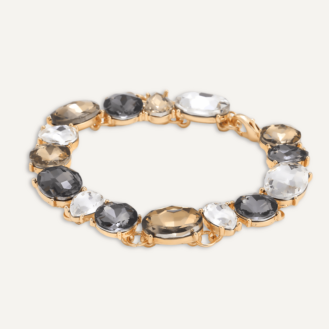 Mixed Cut Brown Jewel Clasp Bracelet In Gold-Tone