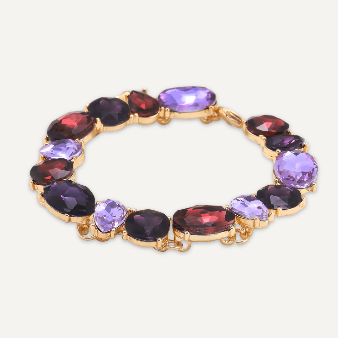 Mixed Cut Purple Jewel Clasp Bracelet In Gold-Tone