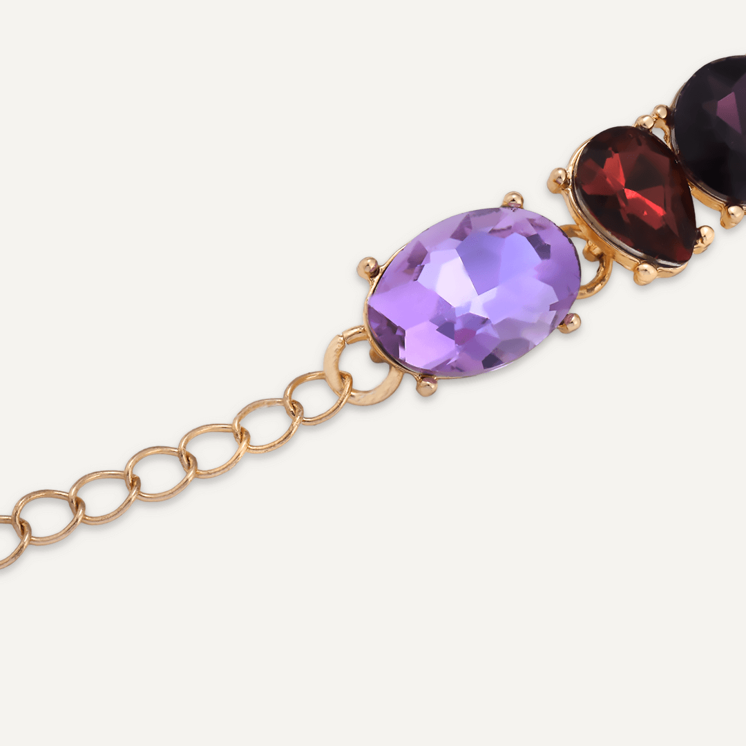 Mixed Cut Purple Jewel Clasp Bracelet In Gold-Tone