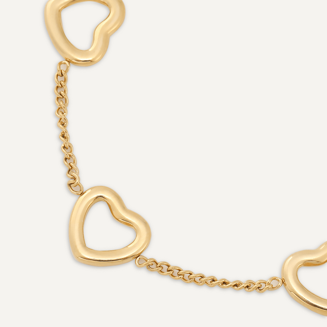 Multi Heart Clasp Bracelet In Gold-Tone