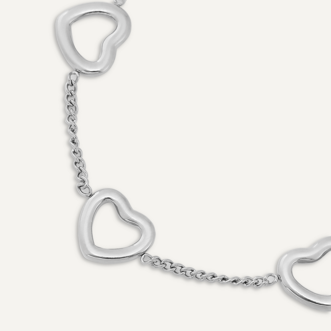 Multi Heart Clasp Bracelet In Silver-Tone