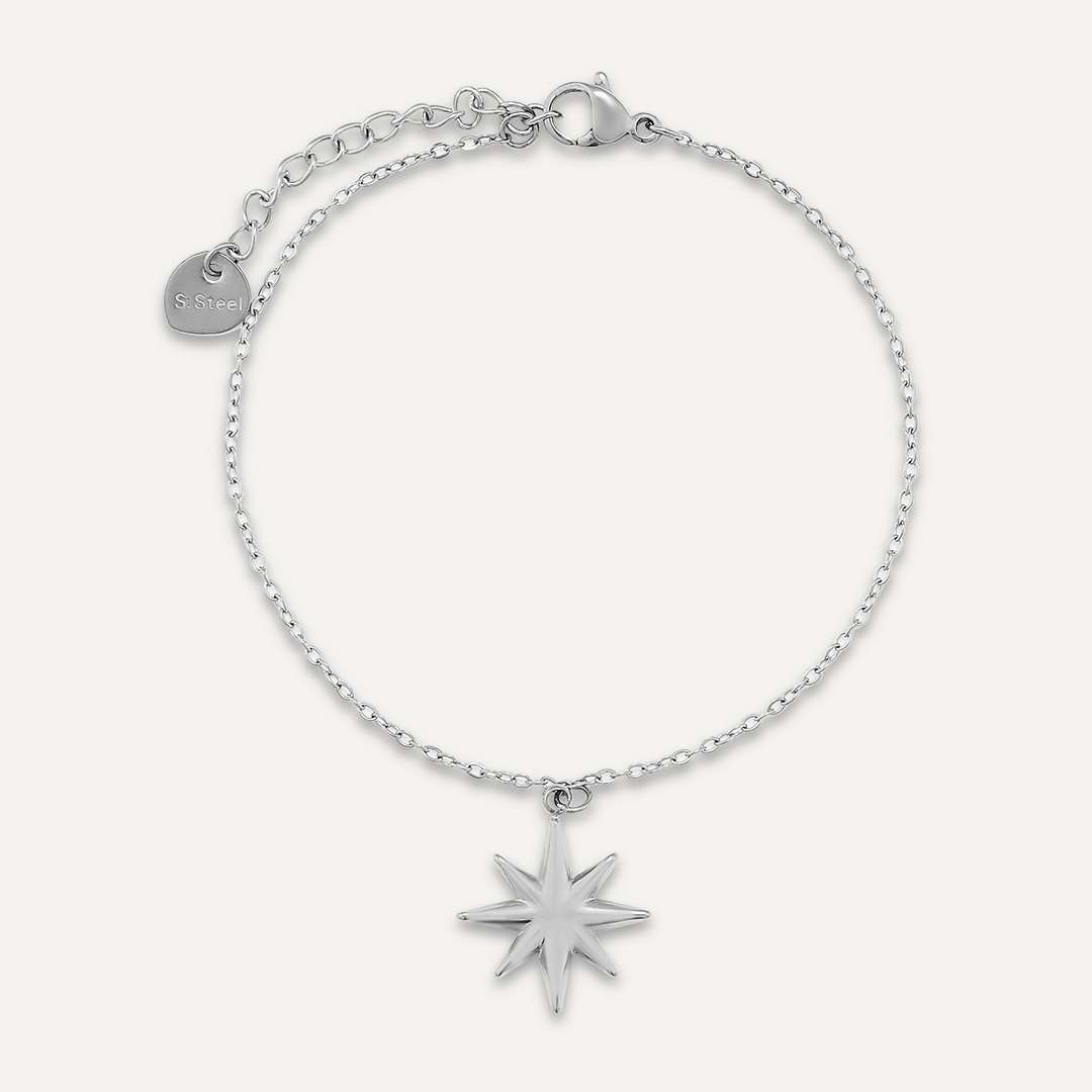 Star Charm Clasp Bracelet In Silver-Tone