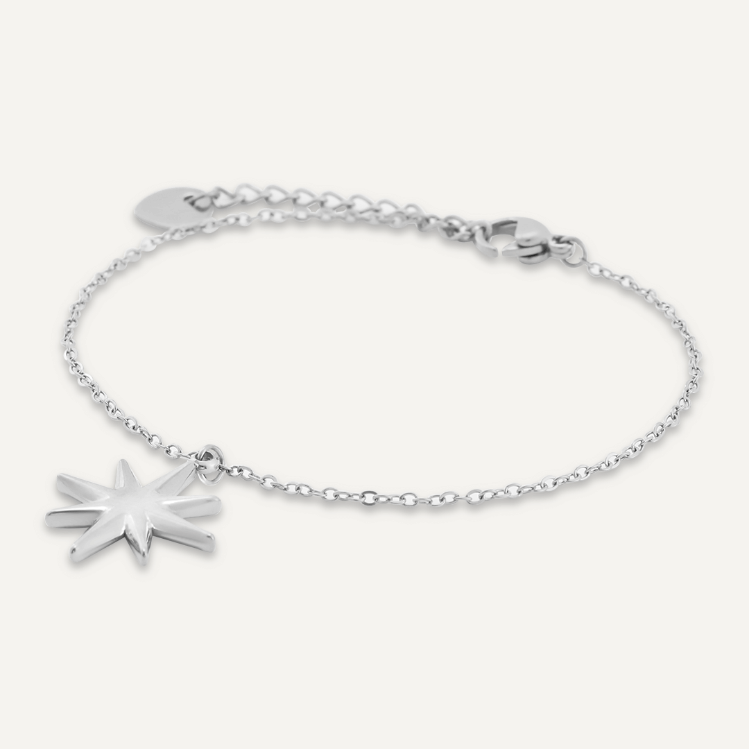 Star Charm Clasp Bracelet In Silver-Tone