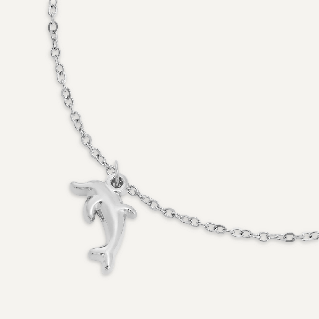 Dolphin Charm Clasp Bracelet In Silver-Tone