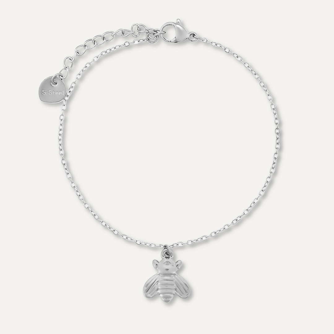 Bee Charm Clasp Bracelet In Silver-Tone